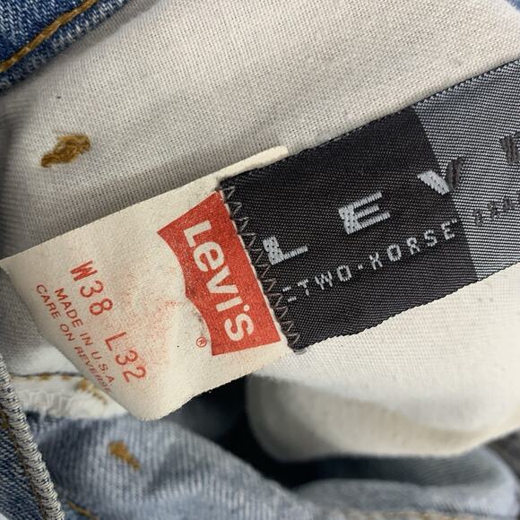 Vintage Levi's Two Horse Brand Blue Jeans Men's Size 38x32 Leather Tab USA Made - Picture 4 of 14